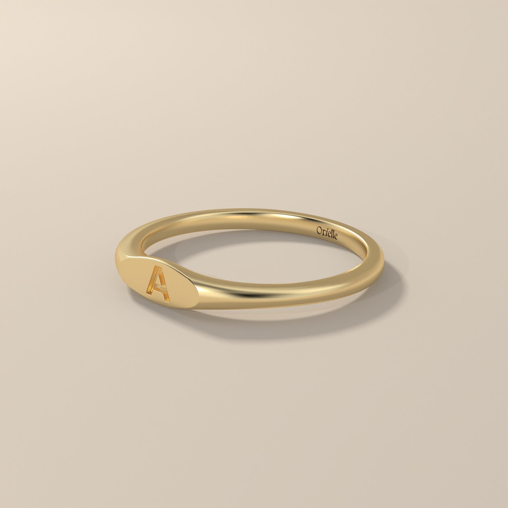 Personalized Initial Letter Ring In 14K Yellow Gold