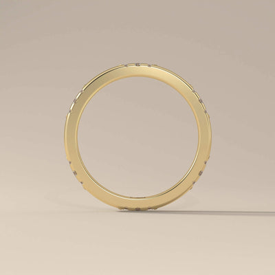 Minimalist round wedding band in yellow gold handmade design

