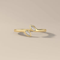 Marquise Cut Open Gap Wedding Band With Bezel Set
