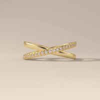 Infinity Style Crossover Wedding Band With Round Cut