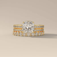 Cushion Cut Moissanite Ring With Full Eternity Band