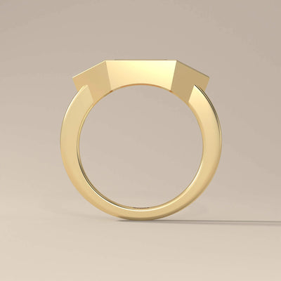 Handmade baguette ring featuring a bezel set center stone
