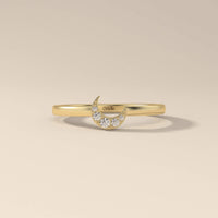 Round Cut Half Moon Wedding Band With Yellow Gold