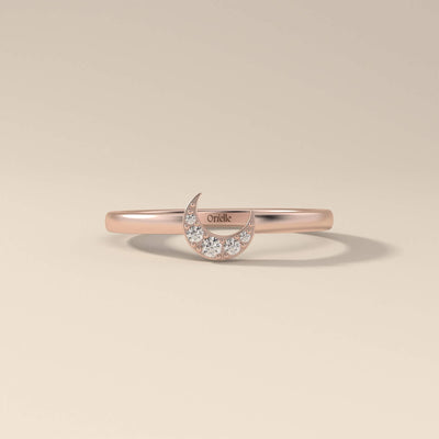Modern half moon wedding band crafted by hand
