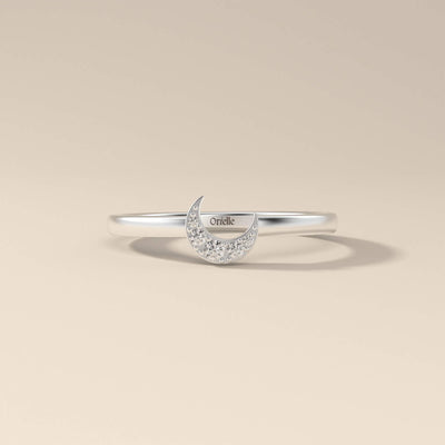 Moissanite promise band with a soft moon-inspired shape
