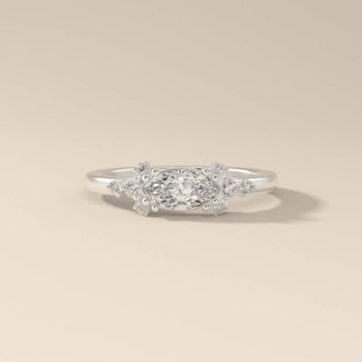Moissanite promise ring with Art Deco geometric design
