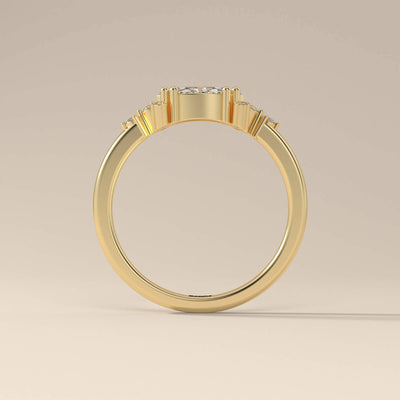 Prong setting marquise ring crafted in polished yellow gold
