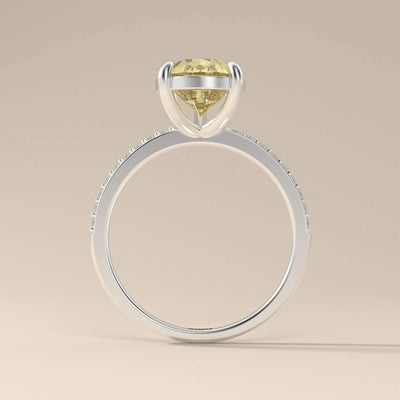 Pear Cut Canary Yellow Pave Engagement Ring