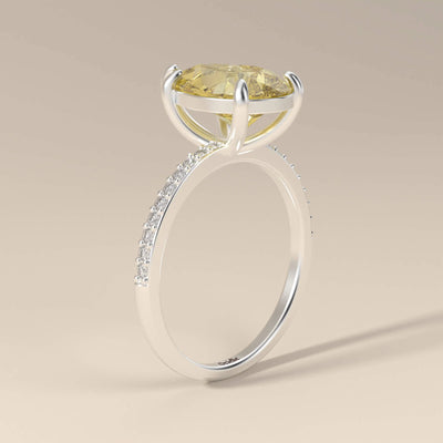 Pear Cut Canary Yellow Pave Engagement Ring