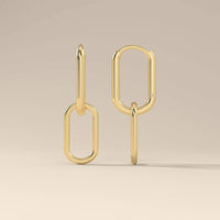 Solid Yellow Gold Paperclip Link Earrings