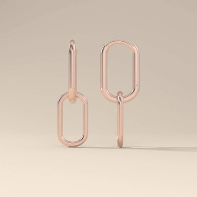 Handmade paperclip dangle earrings in solid yellow gold finish

