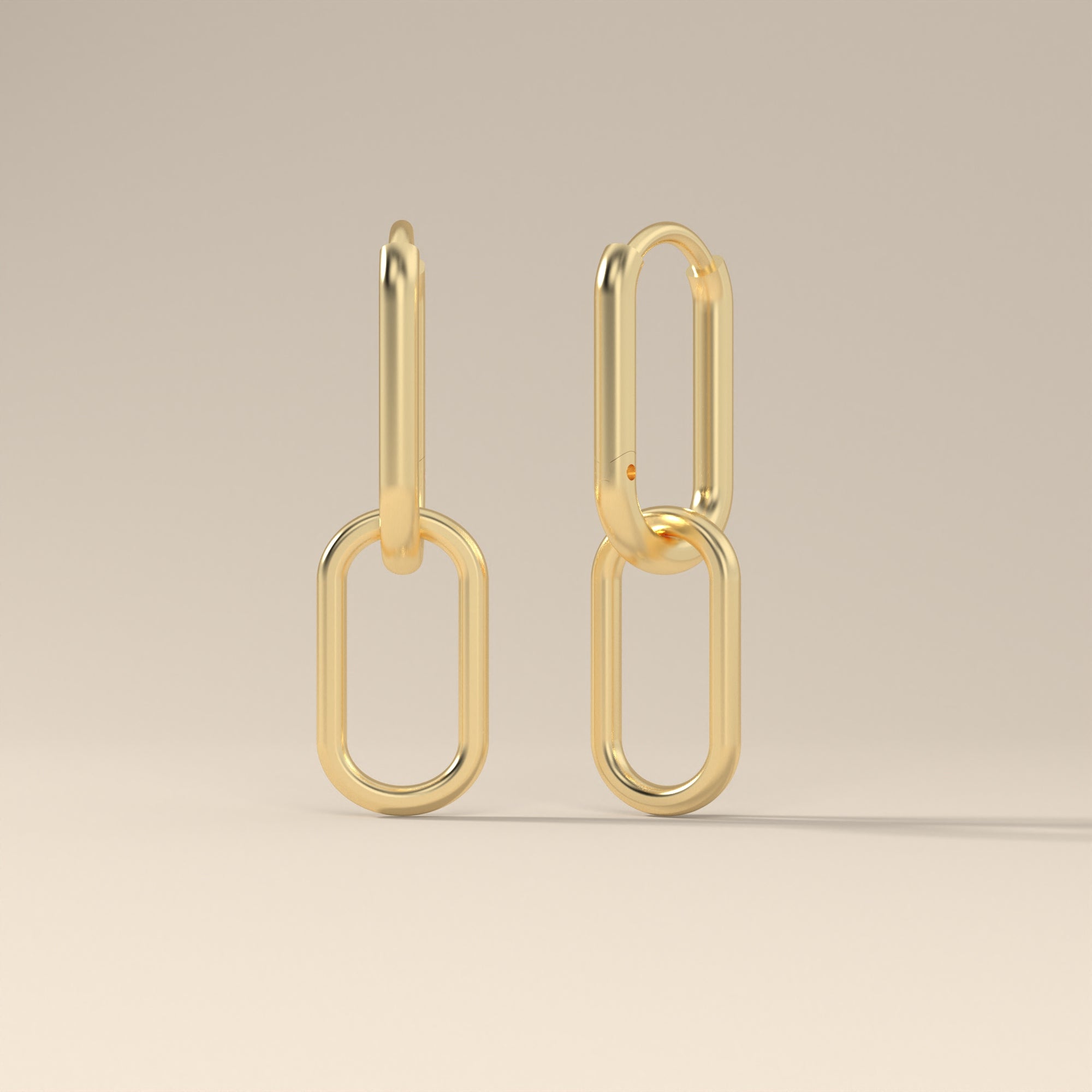 18K Gold Paperclip Chain Earrings Sterling Silver Dangle Link Hoops Minimalist Jewelry