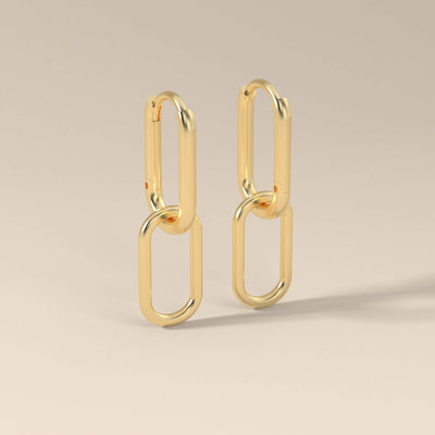 Designer paperclip link earrings with minimalist hoop style
