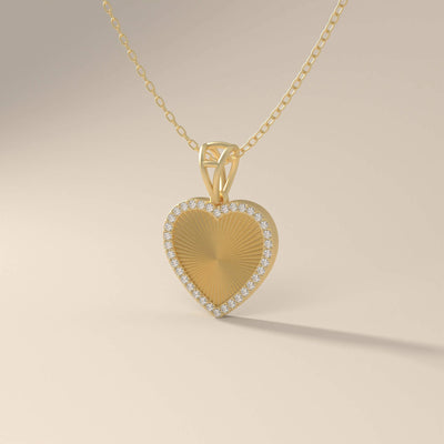 Heart pendant with round halo moissanite stones
