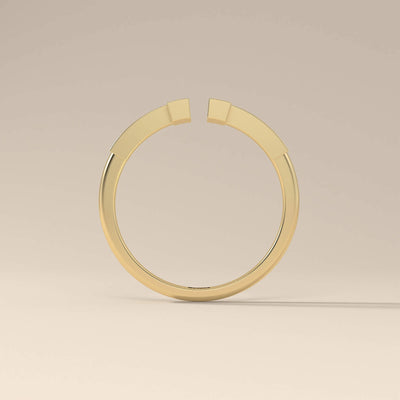 Handmade open gap ring with shared prong detailing
