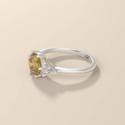 Three Stone Round Moissanite Engagement Ring