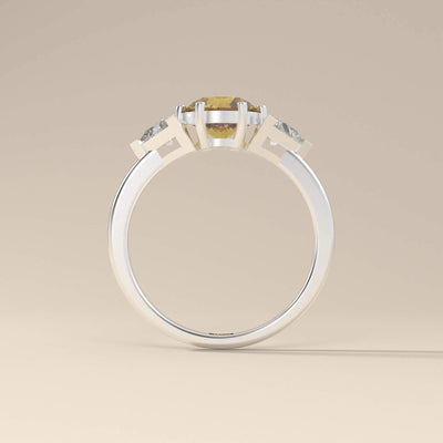 Three Stone Round Moissanite Engagement Ring