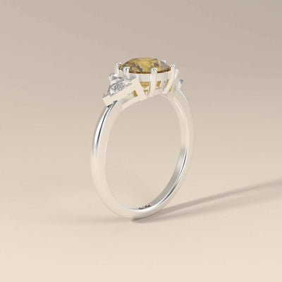 Three Stone Round Moissanite Engagement Ring