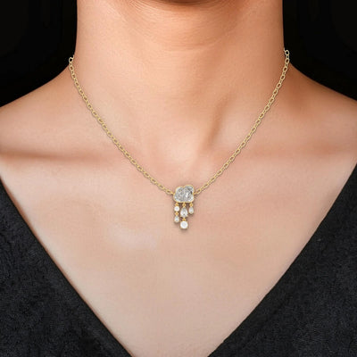 Bezel set cloud moissanite pendant on dainty chain
