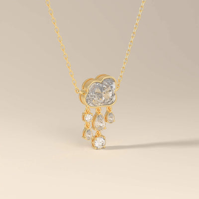 Dangle cloud pendant with pear and round moissanite
