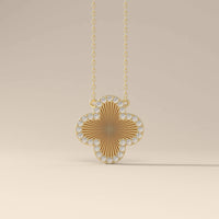 Round Cut Flower Style Clover Pendant Necklace
