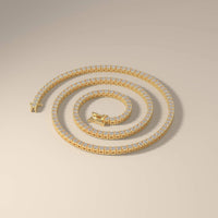 Round Cut Yellow Gold Moissanite Tennis Necklace