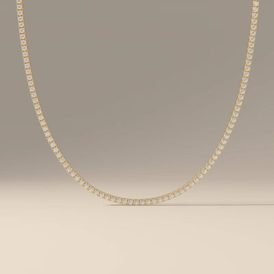 Moissanite promise tennis necklace with gold finish
