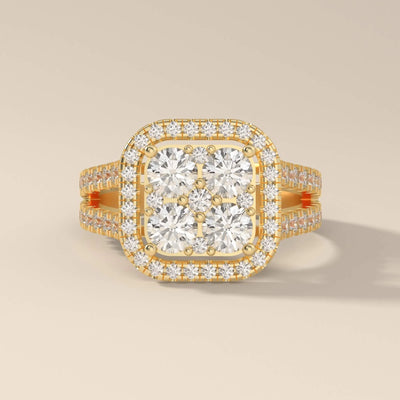 round cut moissanite ring in prong setting with elegant shine
