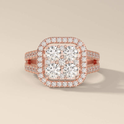 unique design ring styled with cathedral setting moissanite
