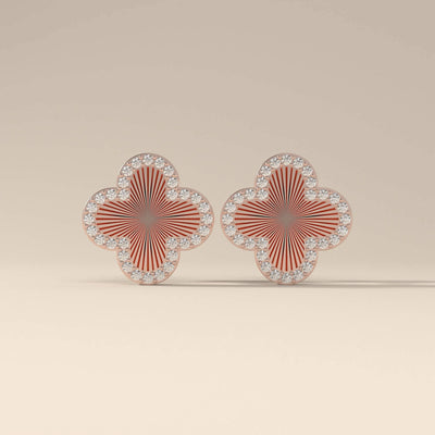 Yellow gold flower studs for women with moissanite sparkle
