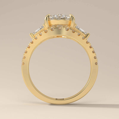 curved wedding band designed for oval cut diamond bridal pairing
