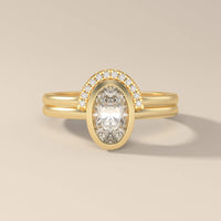 Oval Cut Engagement Ring With C Shape Weddign Band