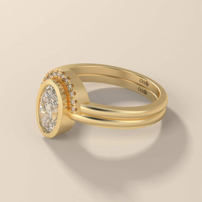 C Shape Moissanite Wedding Band with Shared Prong White Gold Set
