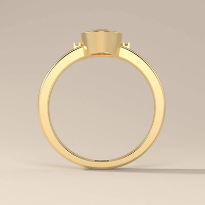 Unique Design Bridal Set with Oval Cut Bezel Engagement Ring
