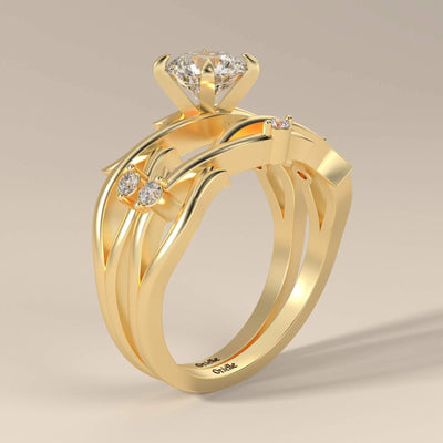 Handmade Nature Inspired Bridal Set with Twisted Vine Band Style
