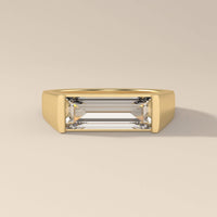 Baguette Cut Solitaire Engagement Ring With Signet Style