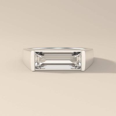 Designer yellow gold engagement ring with bar set detailing
