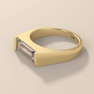Baguette cut moissanite ring crafted in a sleek style

