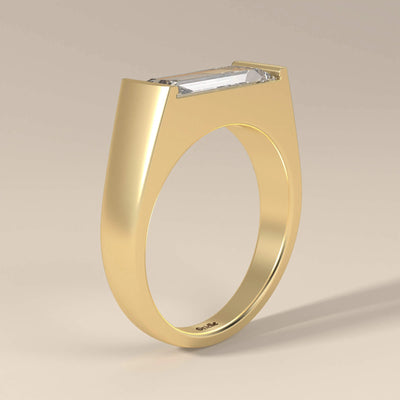 Yellow gold bar setting ring with clean geometric lines
