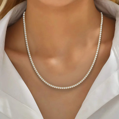 Classic round cut moissanite tennis necklace handmade
