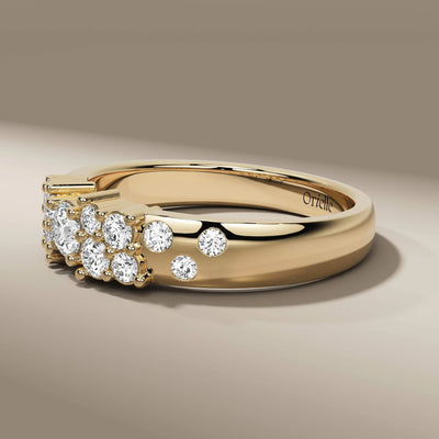 handmade round side stone wedding band in gold finish

