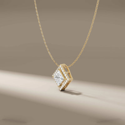 designer square halo pendant with lab grown diamonds

