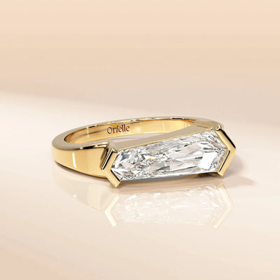 Tapered baguette moissanite ring with modern design
