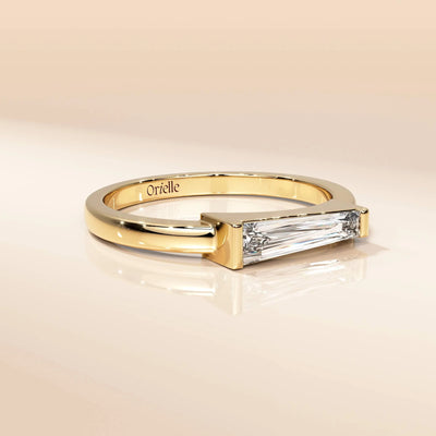 East west setting moissanite ring with modern minimalist style
