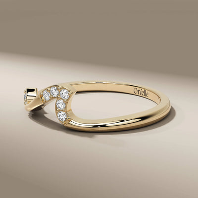 yellow gold wave style diamond wedding band
