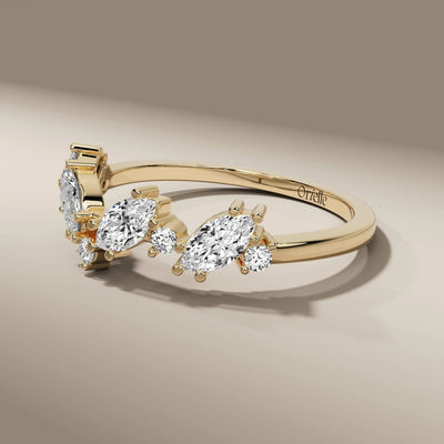 prong setting half eternity band with marquise accents
