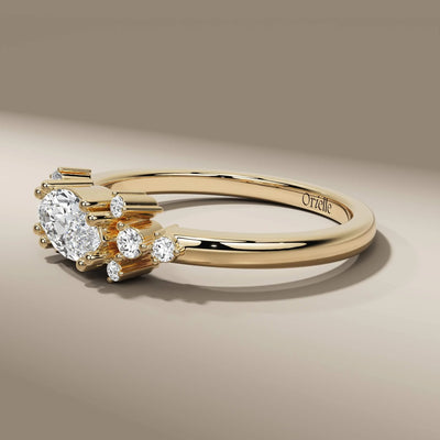 yellow gold ring featuring vintage marquise diamond design

