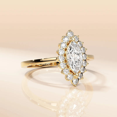 Marquise moissanite ring in a classic prong setting
