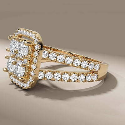 pave engagement ring crafted with round cut diamond
