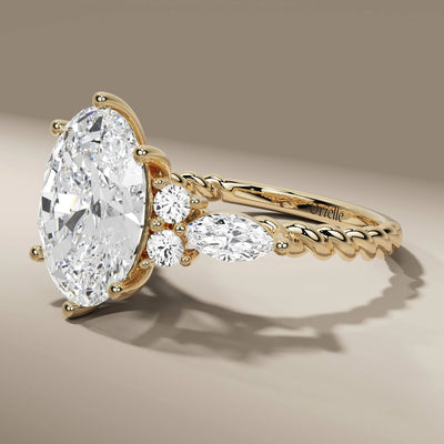 side stone engagement ring with lab grown diamonds
